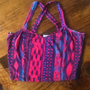 Printed crop top with mesh back